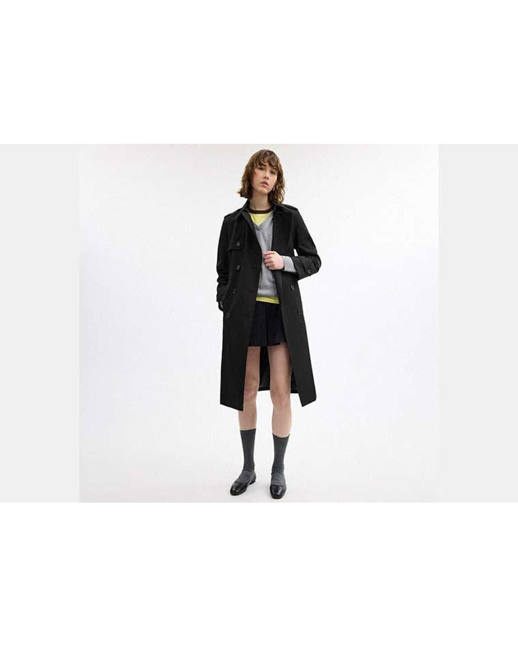 Trench Largo En, Talla Mediano COACH de color Black