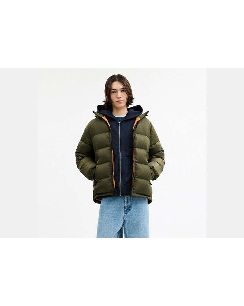 COACH Green Tonal Signature Down Jacket for men
