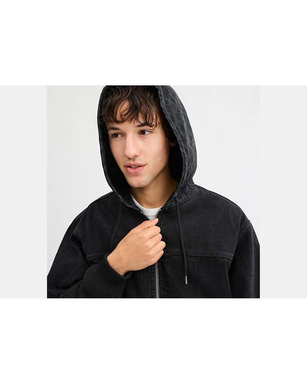 COACH Black Signature Denim Zip Jacket for men