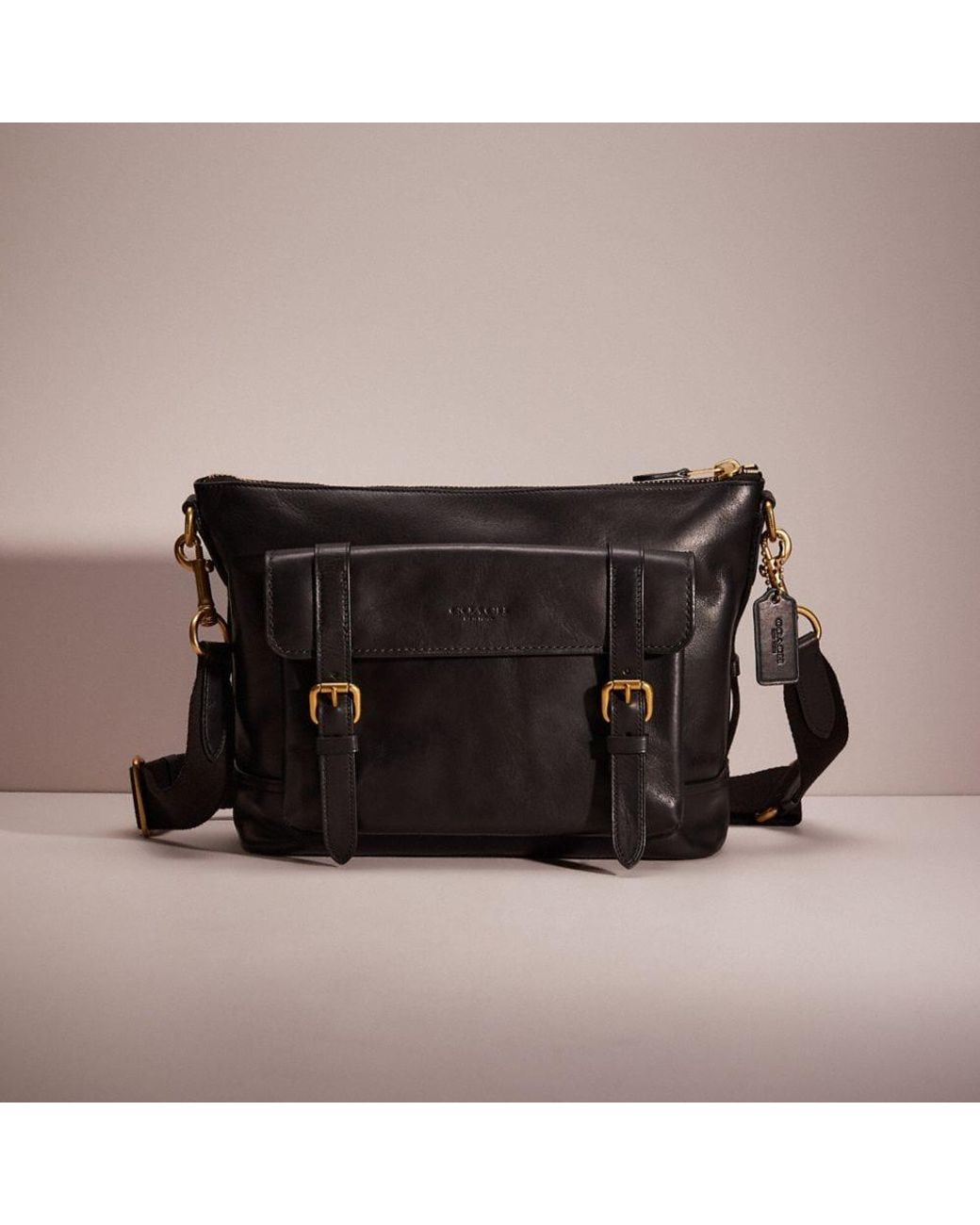 COACH Leather Restored Bleecker Messenger in Brass/Black (Brown) for ...
