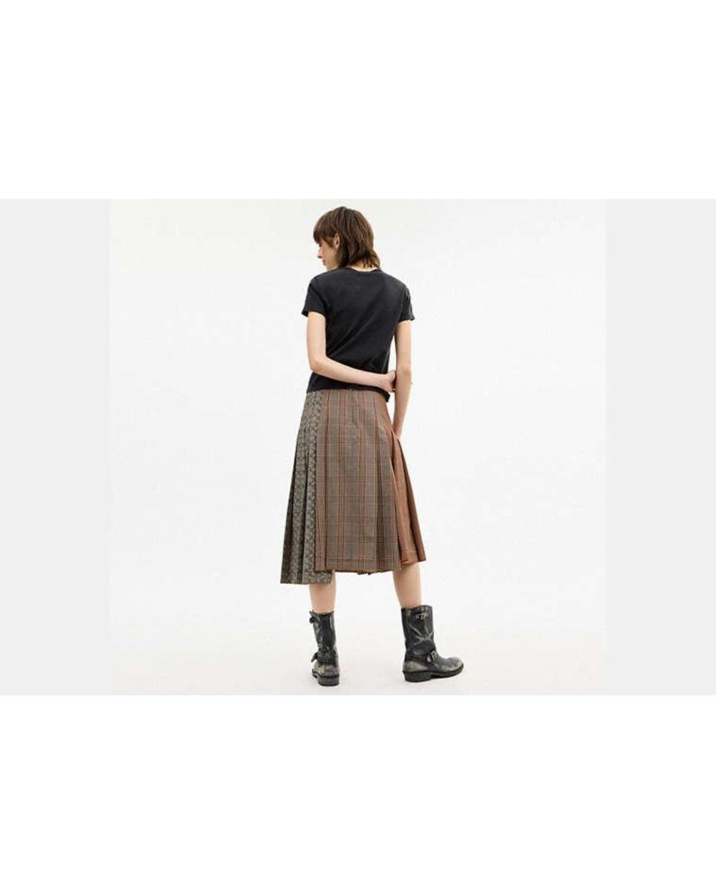 COACH Black Pleated Heritage Skirt