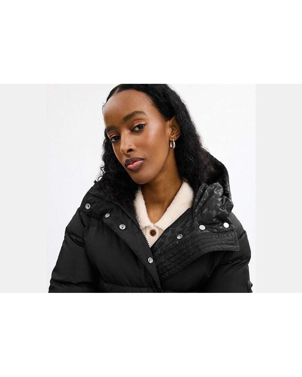 COACH Black Mid Puffer Jacket