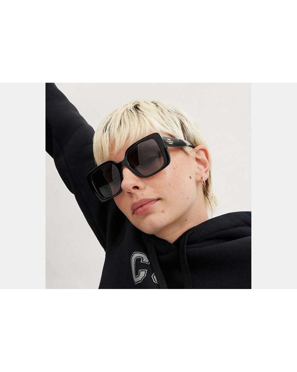 COACH Black Oversized Square Sunglasses