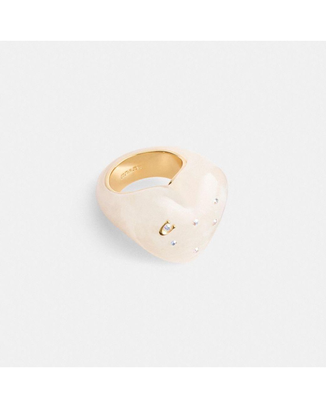 【国内発送】coach＊Chunky Resin Heart Ring COACH Chunky Resin Heart Ring in White | Lyst