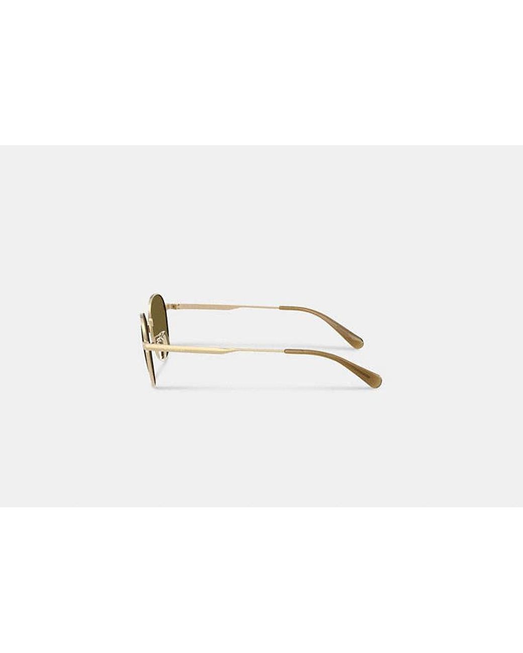 COACH Black Metal Hangtag Round Sunglasses for men
