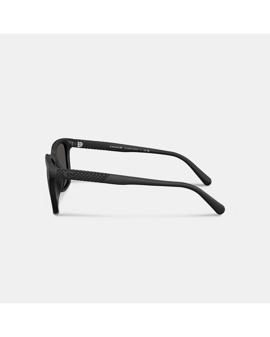 COACH Black C Hardware Textured Temple Square Sunglasses for men