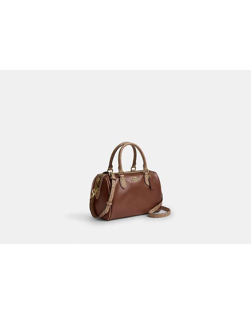 COACH Black Rowan Satchel Bag With Signature Canvas