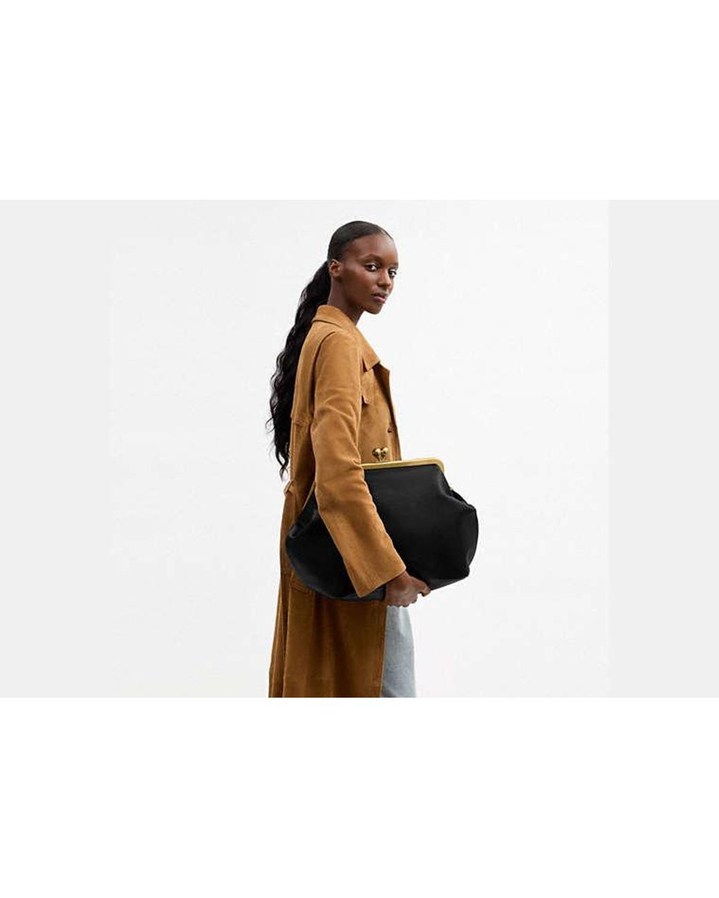 COACH Black Large Kisslock Frame Bag