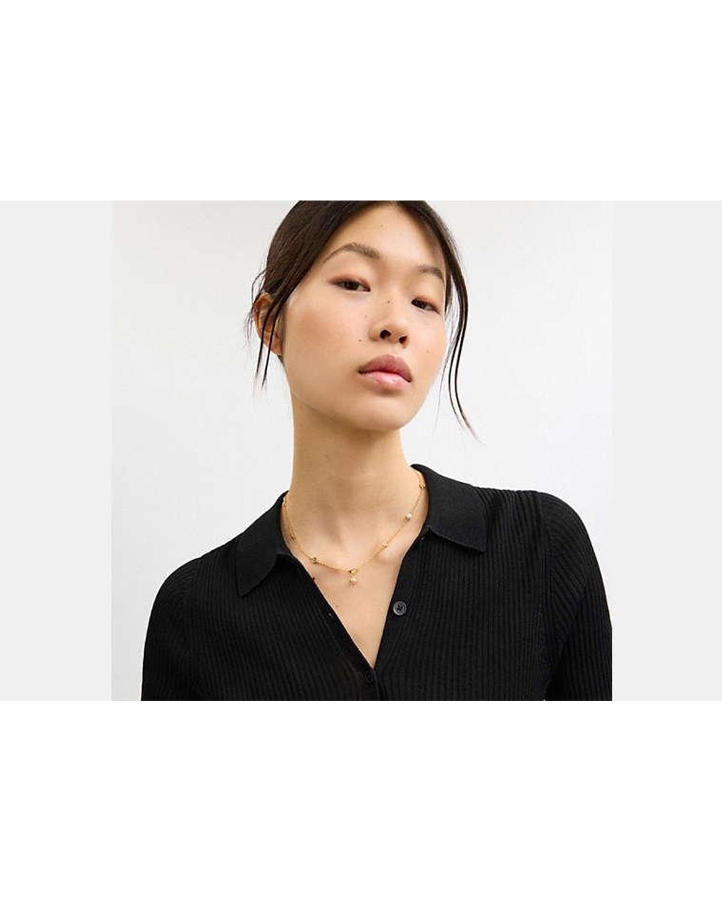 COACH Black Pearl Charm Necklace