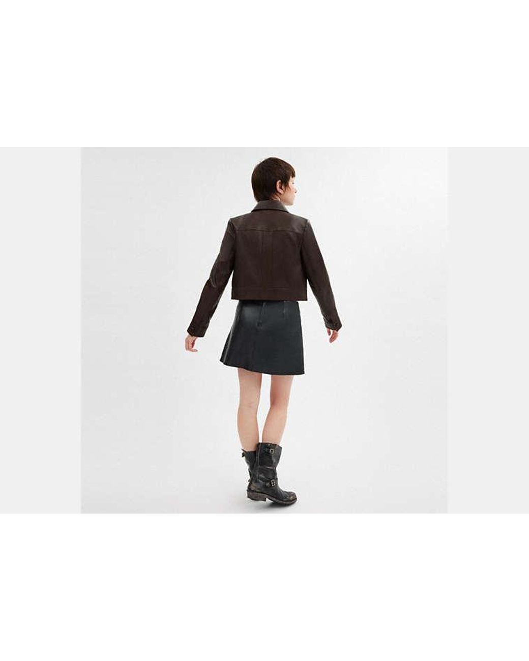 COACH Black Heritage C Snap Front Shrunken Jacket