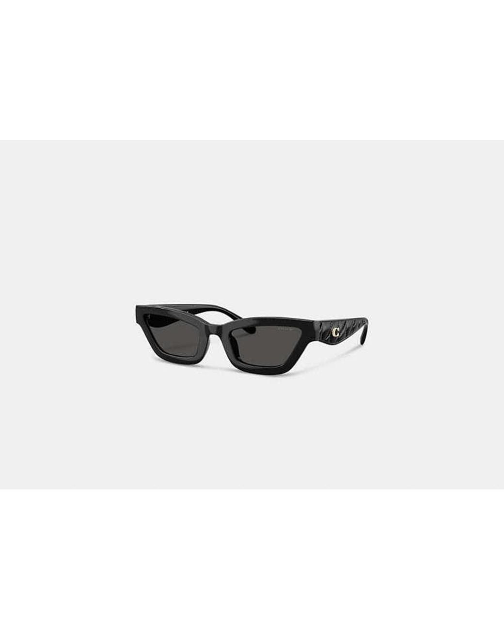 COACH Black Quilted Narrow Cat Eye Sunglasses