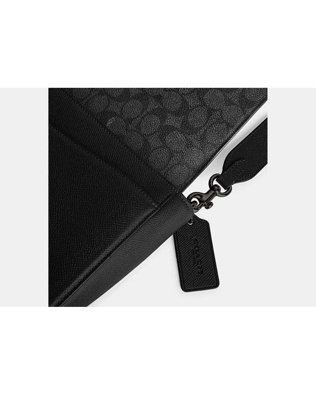 COACH Black Messenger Bag With Signature Canvas Interior