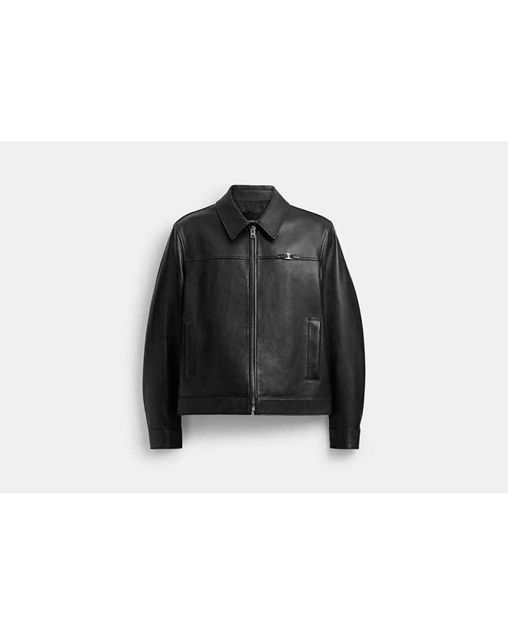 COACH Black Heritage C Lightweight Leather Jacket for men
