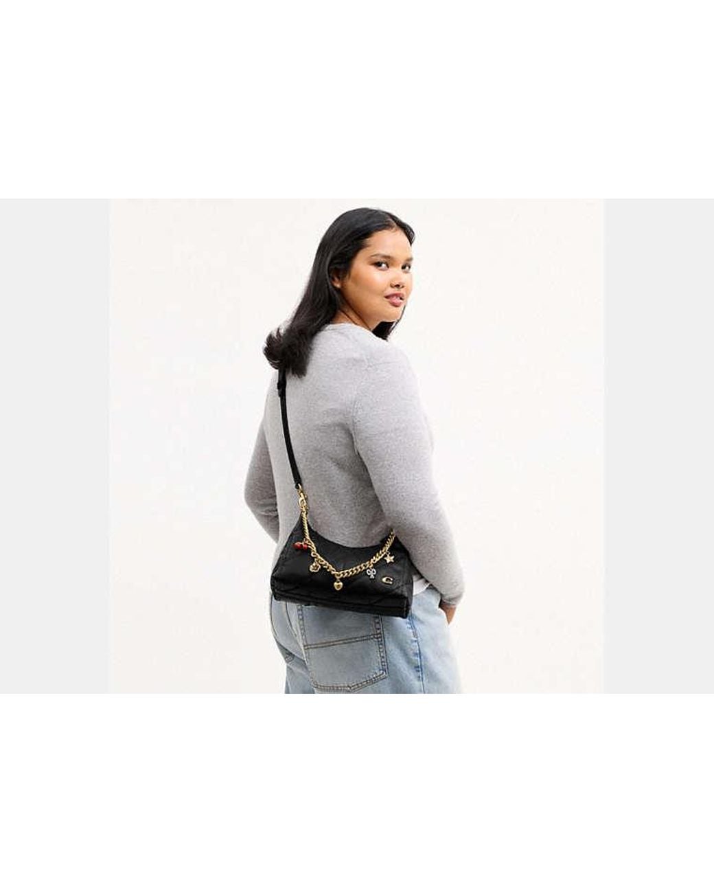 COACH Black Juliet Shoulder Bag 25 With Quilting And Charms