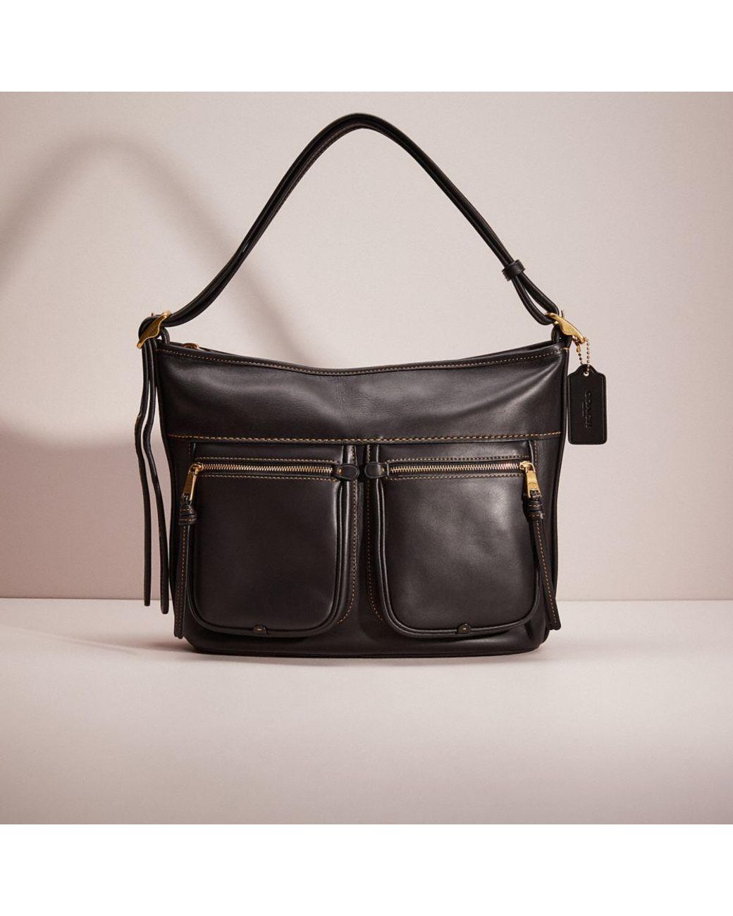 COACH Restored Andie Shoulder Bag in Brass/Black (Black) Lyst