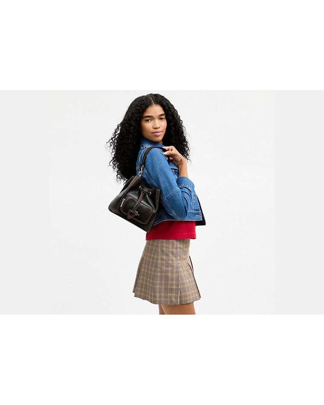 COACH Black Rowan Bucket Bag With Pocket