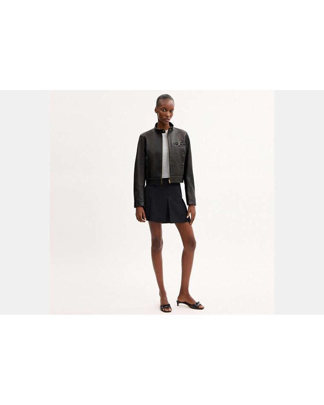 COACH Black Loved Leather Heritage C Racer Jacket