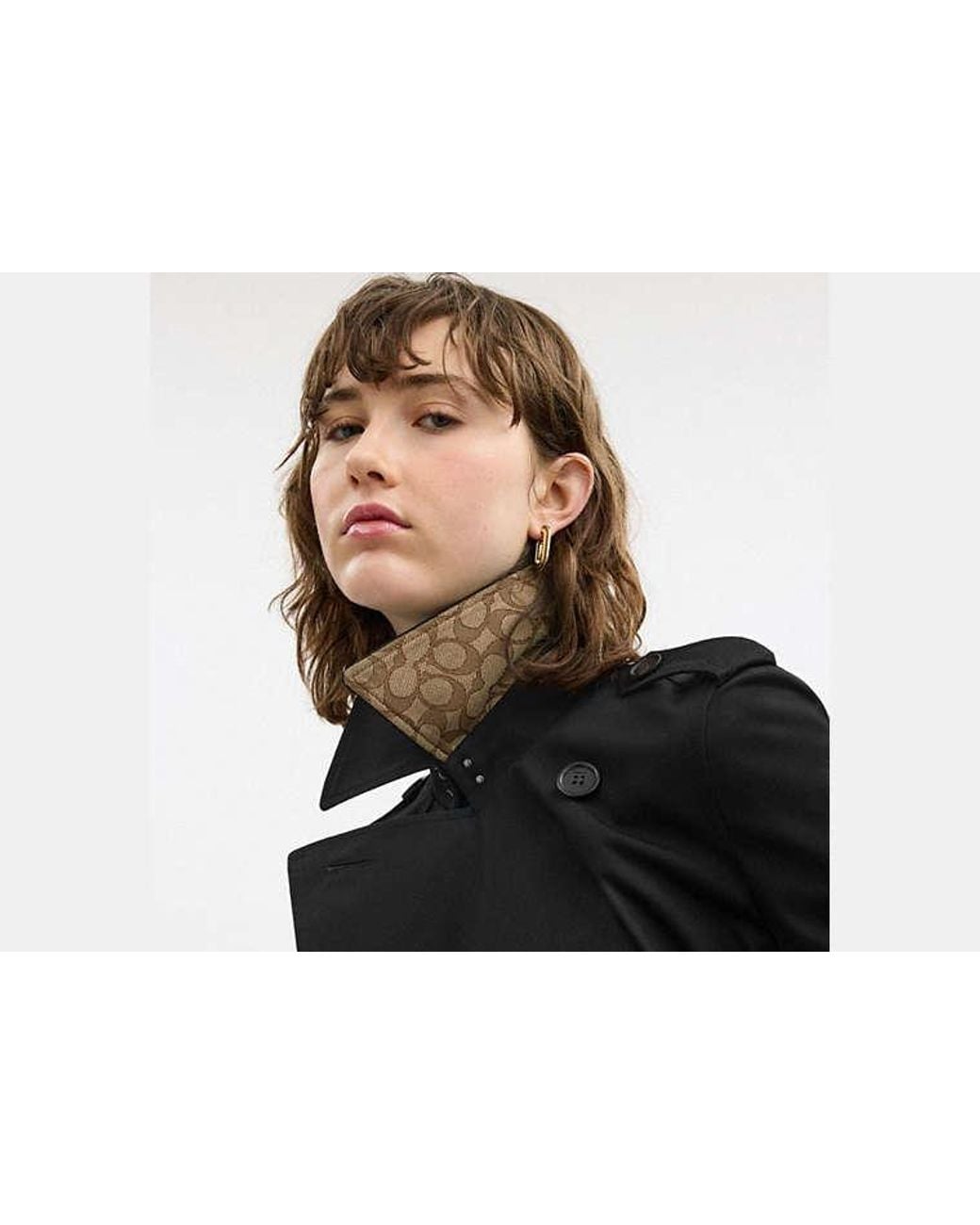 Trench Largo En, Talla Mediano COACH de color Black