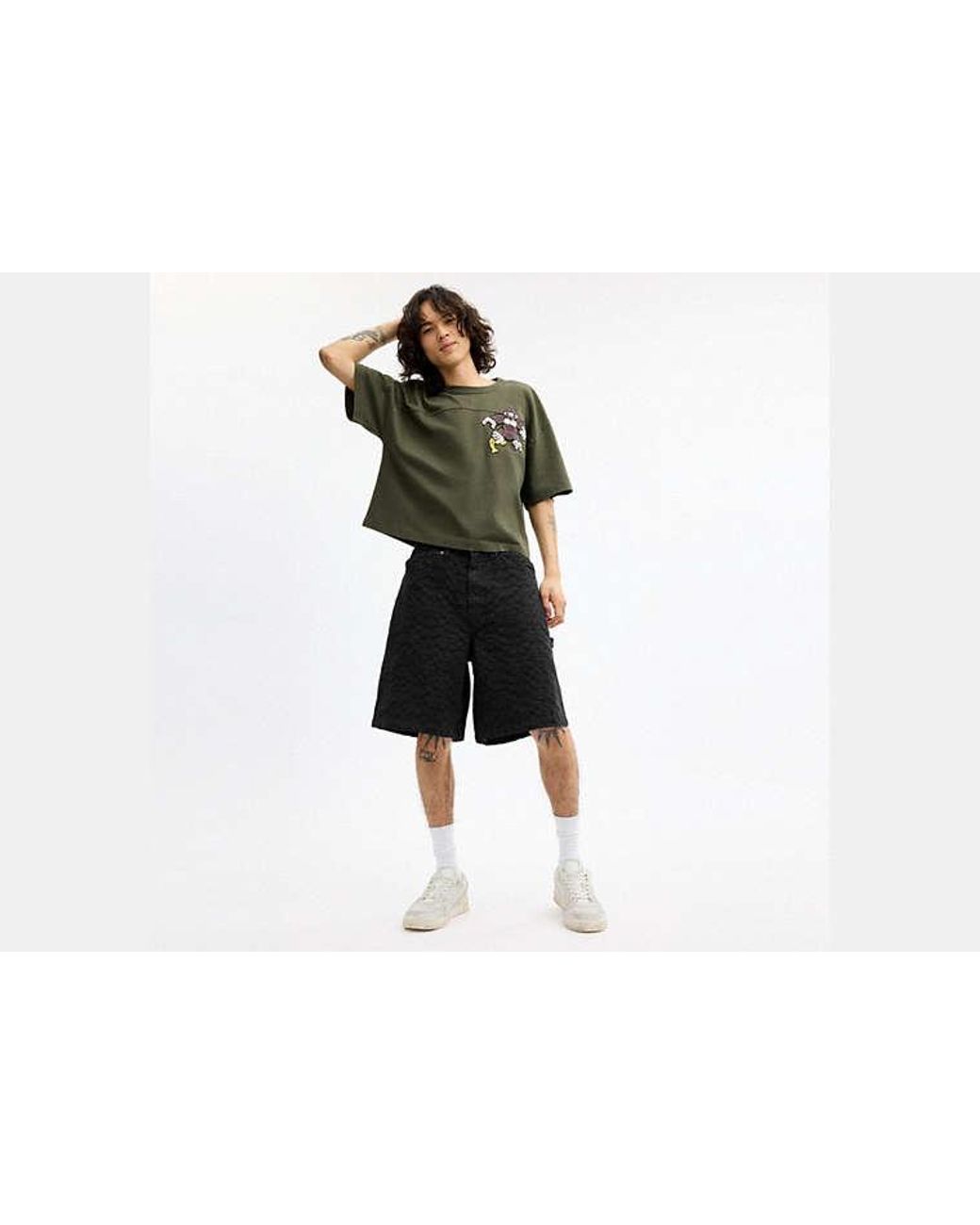 COACH Black Brain Dead Denim Shorts for men