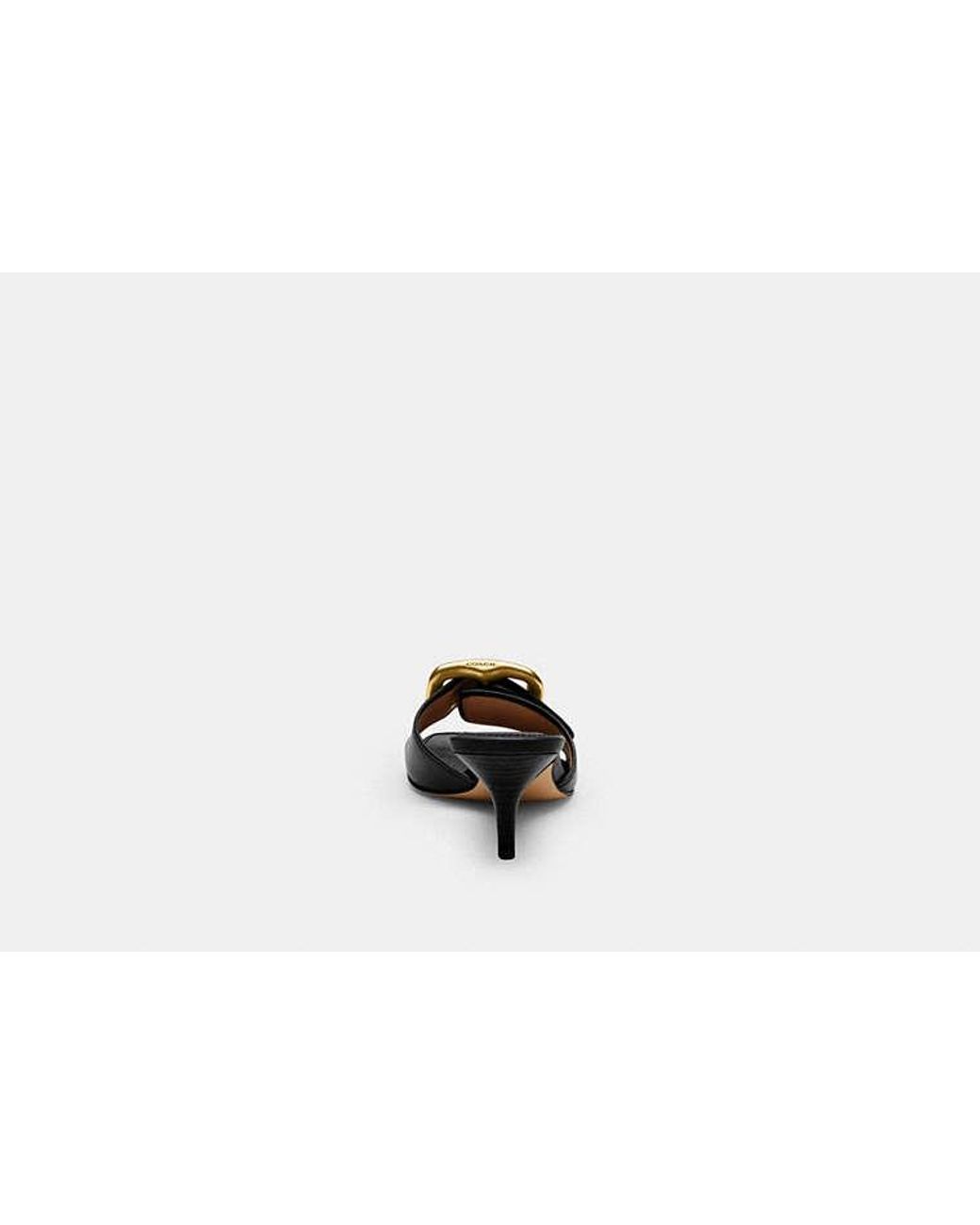 COACH Black Margot Sandal With Oversized Buckle