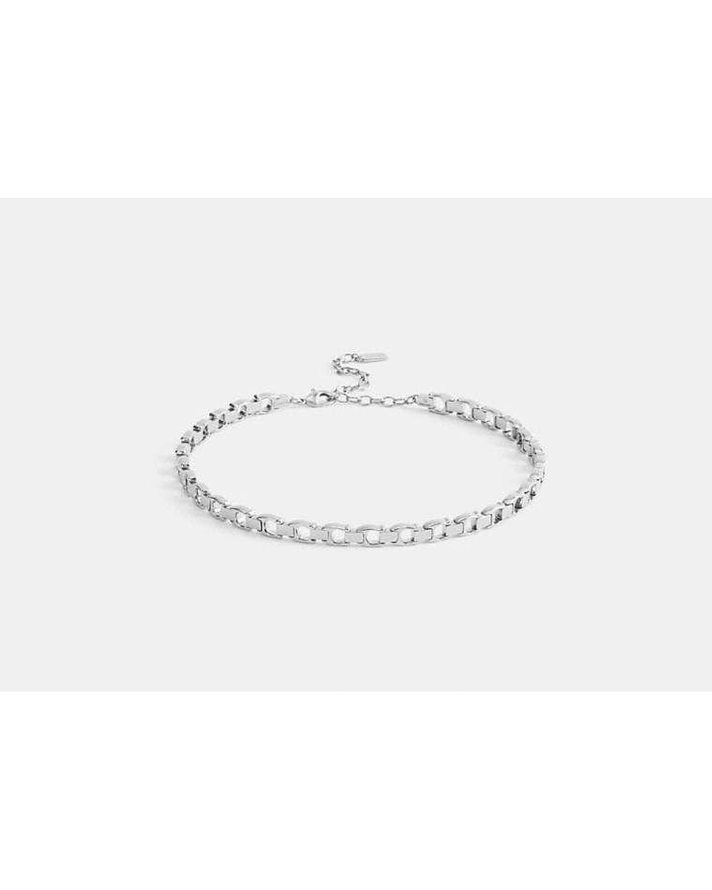 COACH Black Beveled Signature Link Chain Bracelet