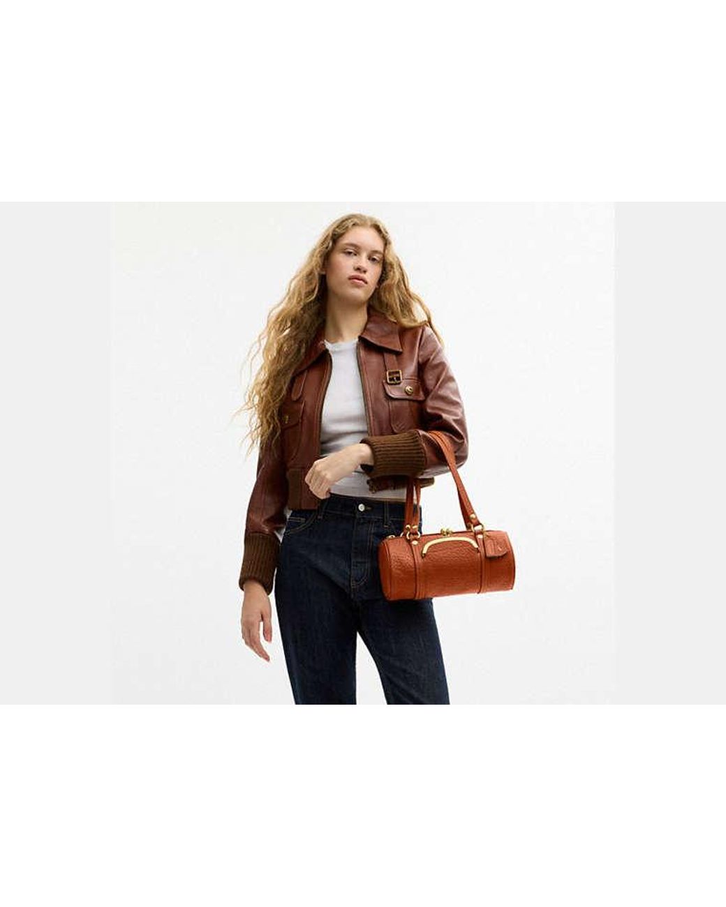 COACH Black Kisslock Barrel Bag 28