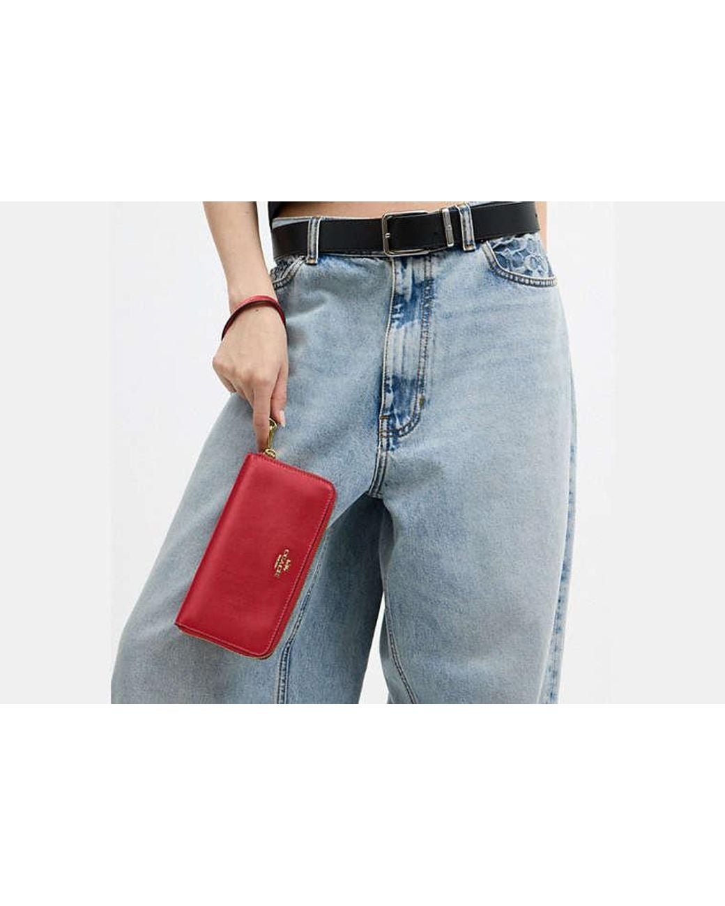 COACH Red Long Zip Around Wallet