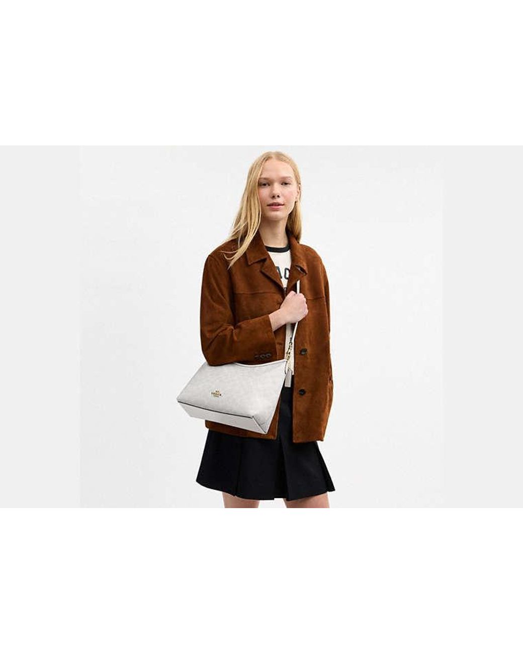 COACH Black Laurel Shoulder Bag In Signature Canvas
