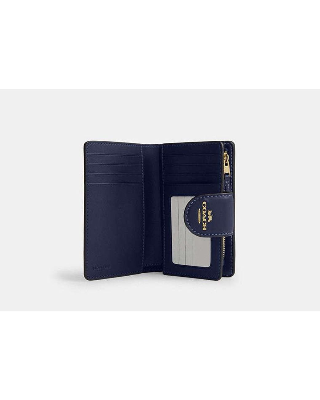 COACH Blue Medium Corner Zip Wallet