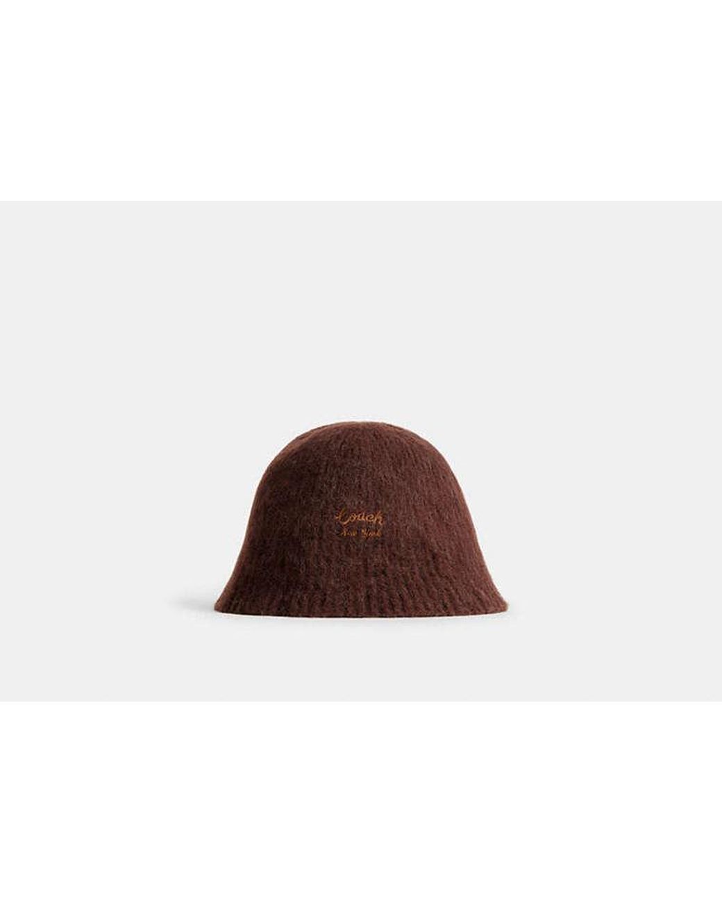 COACH Brown Knit Bucket Hat