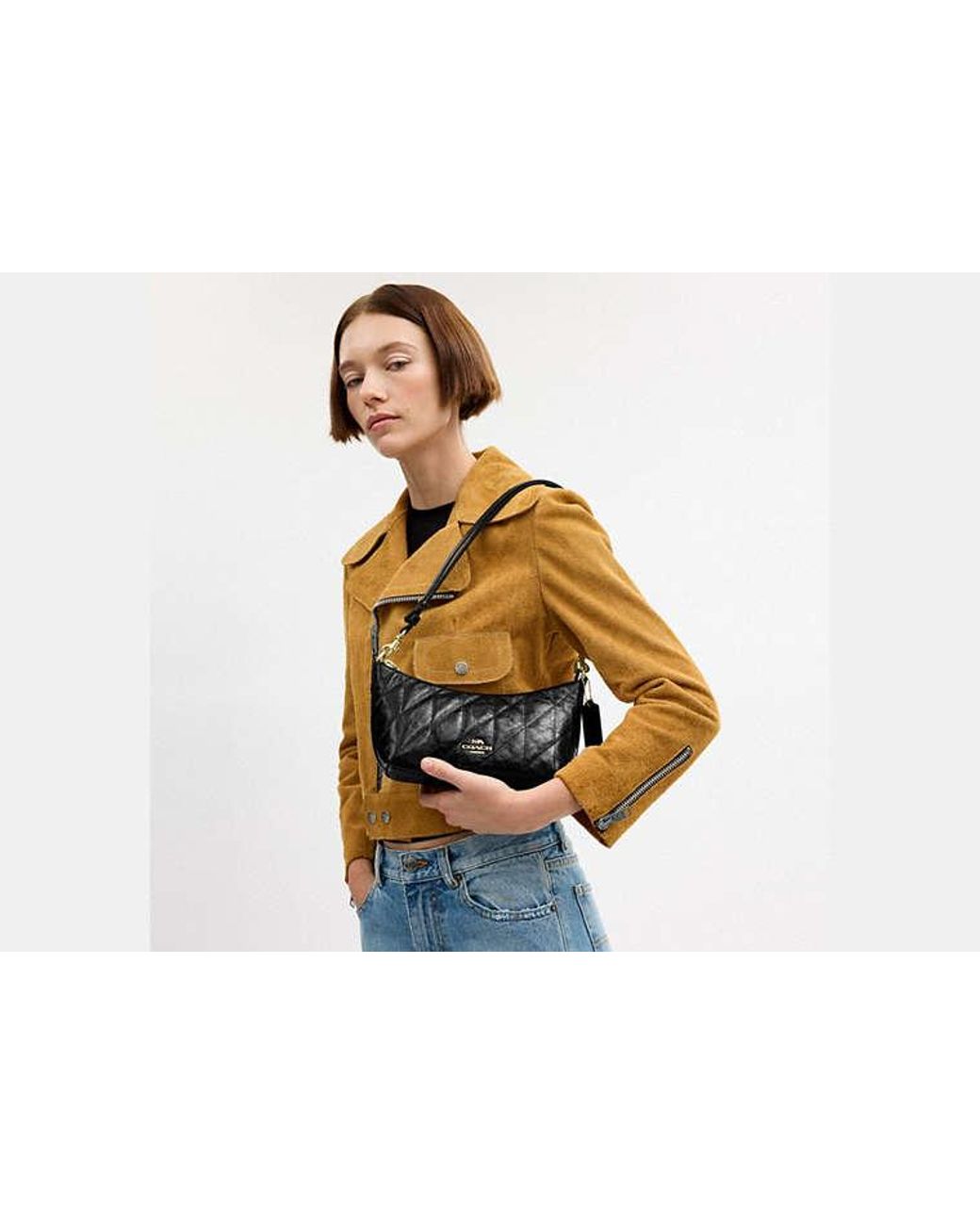COACH Black Caitlin Shoulder Bag With Quilting
