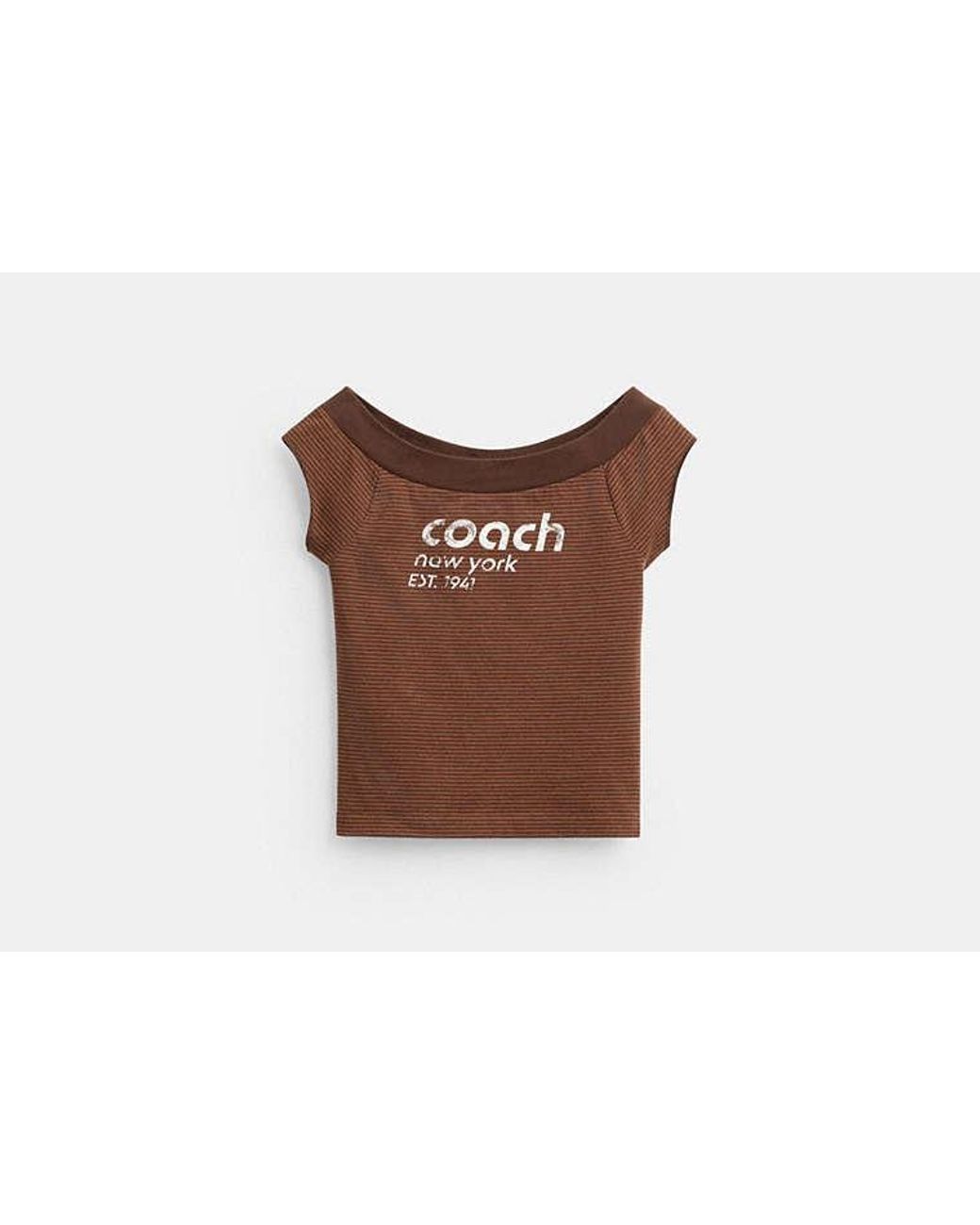 COACH Black Striped Wide Neck T-Shirt