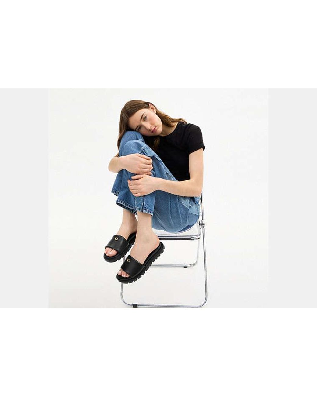 COACH Black Brynn Slide Sandale Für Frauen