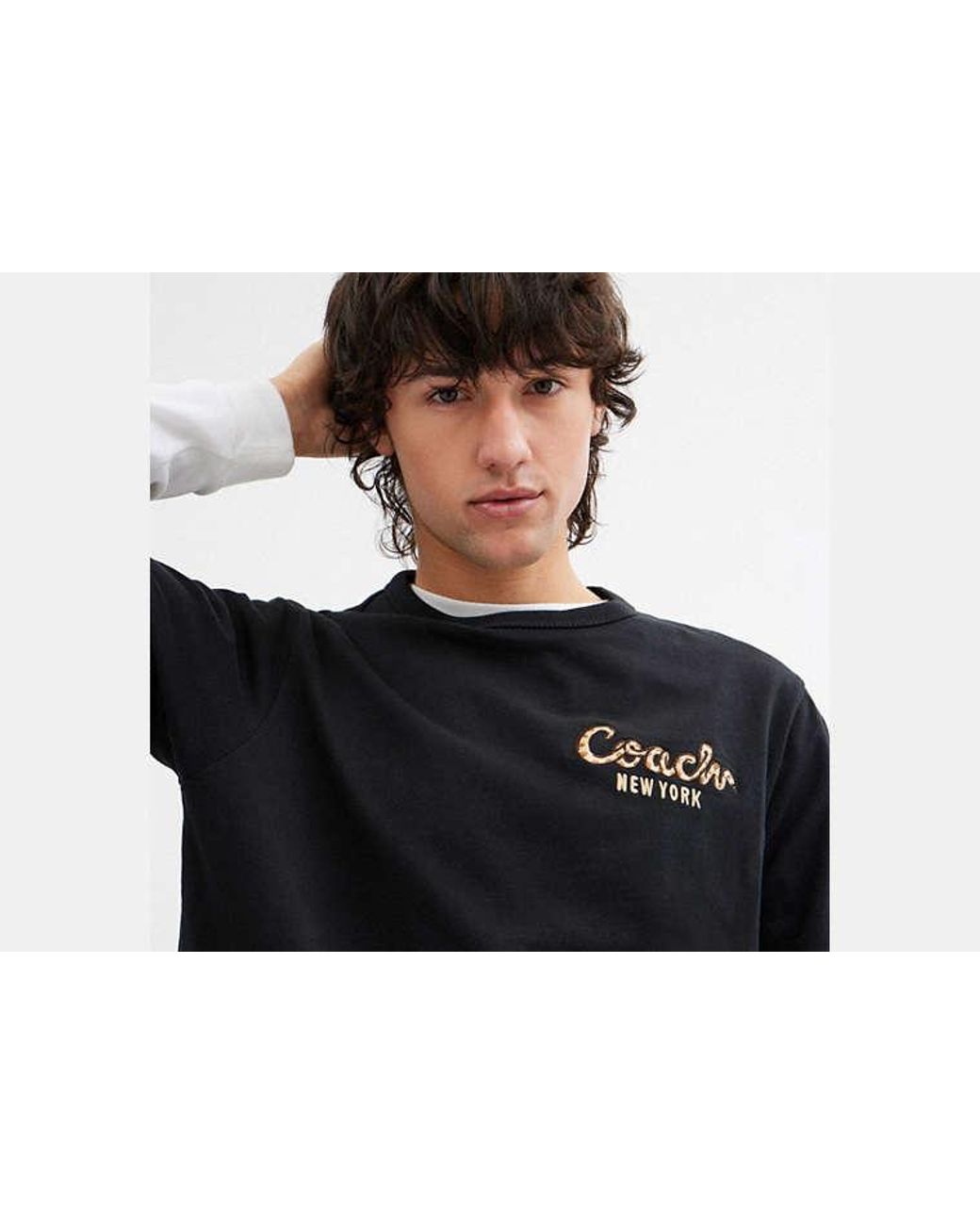 COACH Black New Year Snake Script T-Shirt for men