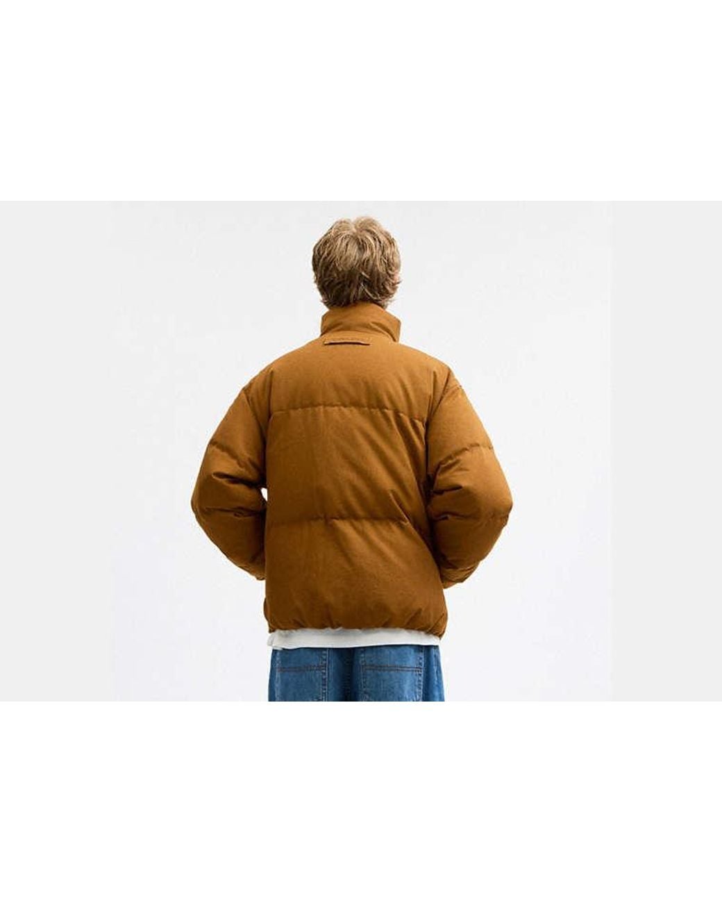 COACH Brown Canvas Down Jacket for men