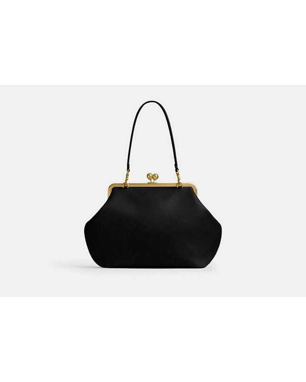 COACH Black Large Kisslock Frame Bag