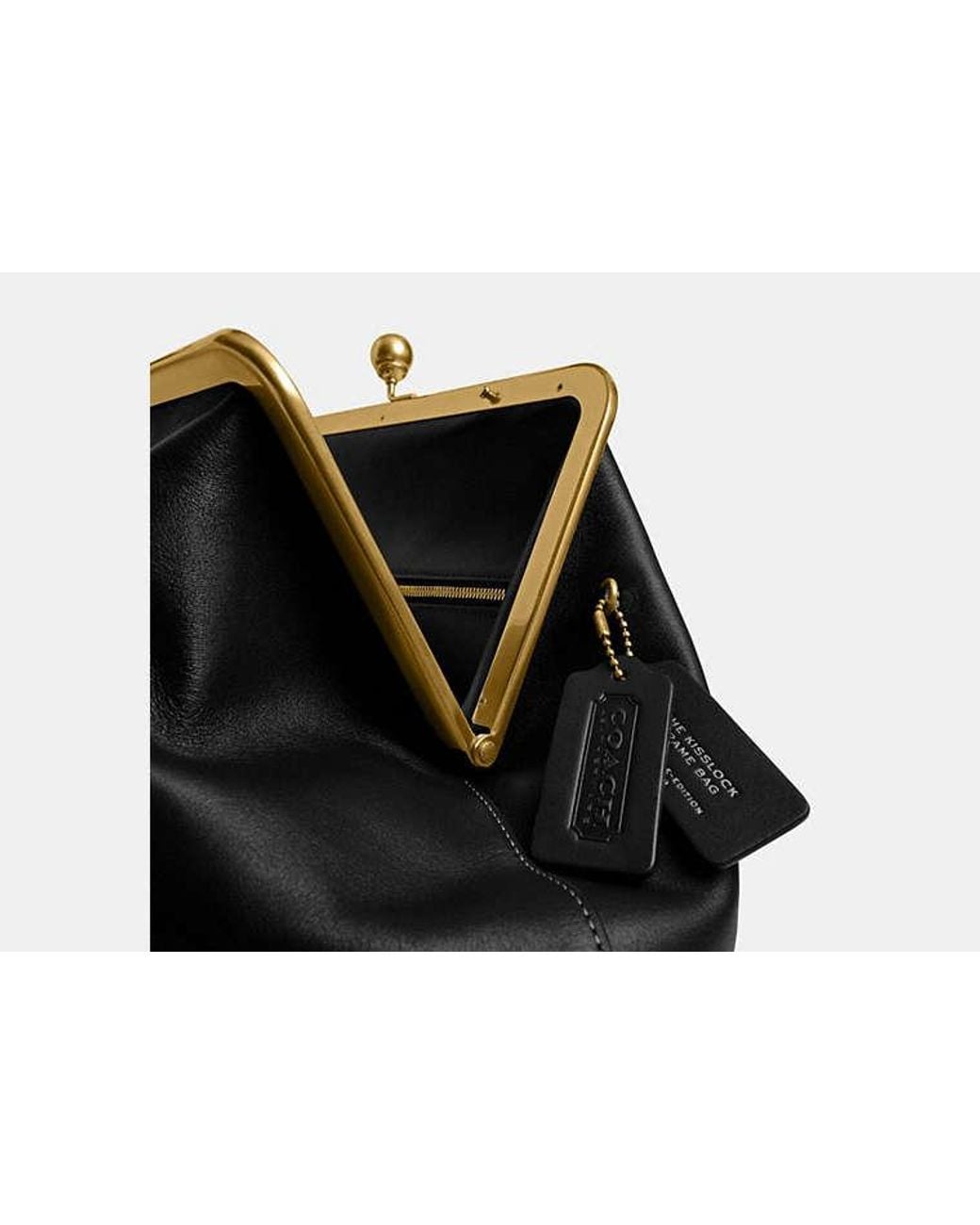 COACH Black Large Kisslock Frame Bag