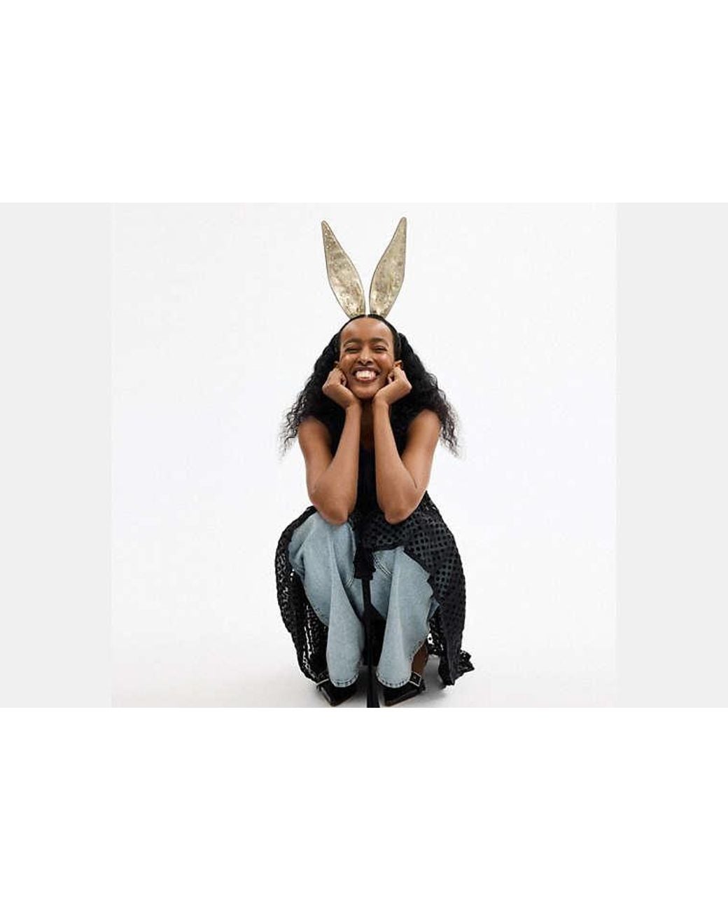COACH Black Bunny Ears Headband