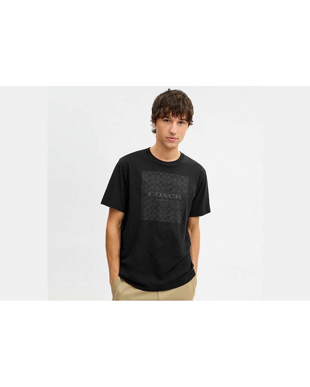 COACH Black Signature Square T-Shirt for men