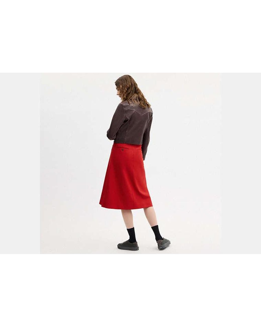 COACH Red Solid A-Line Skirt