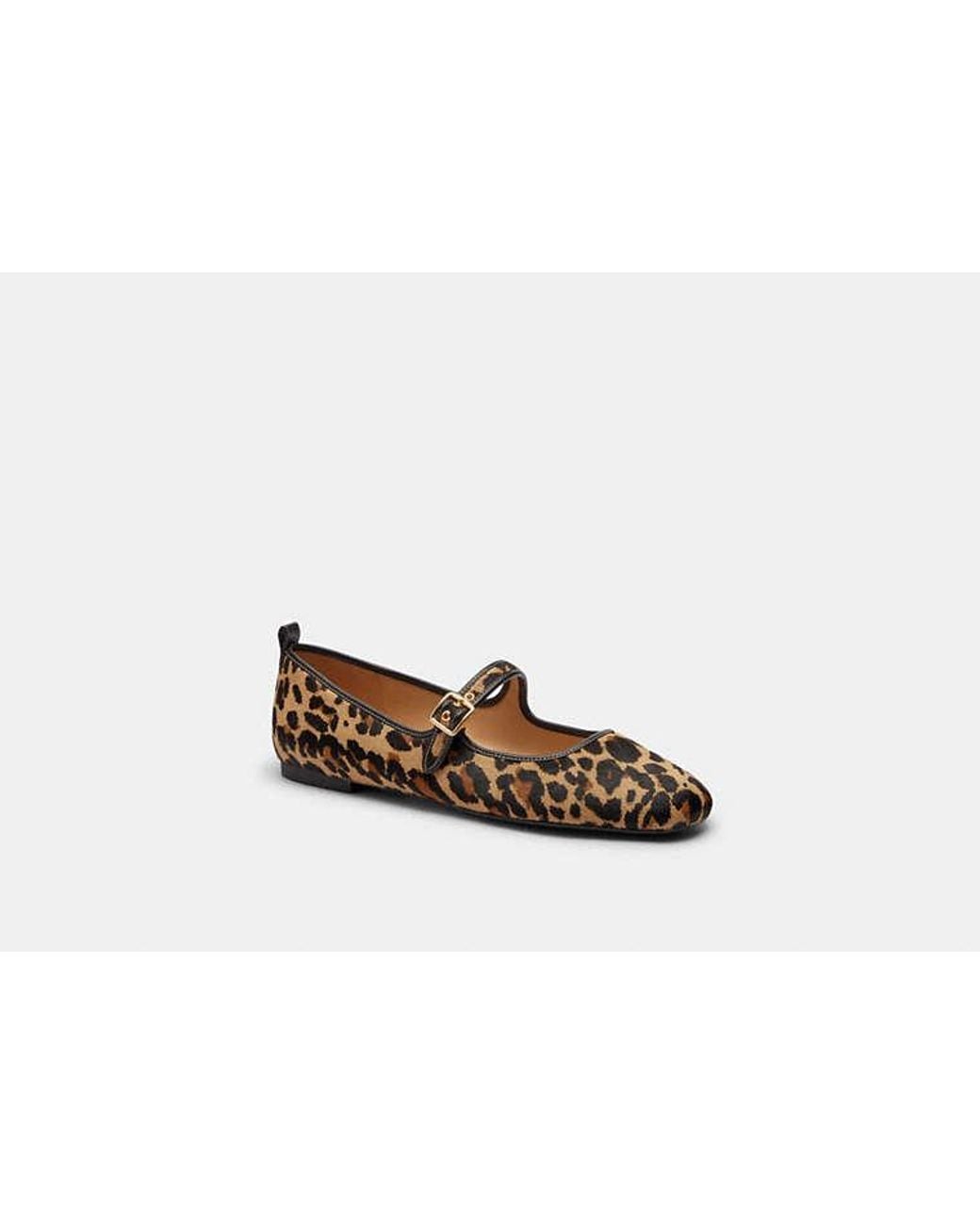 COACH Black C Rivet Mary Jane With Leopard Print