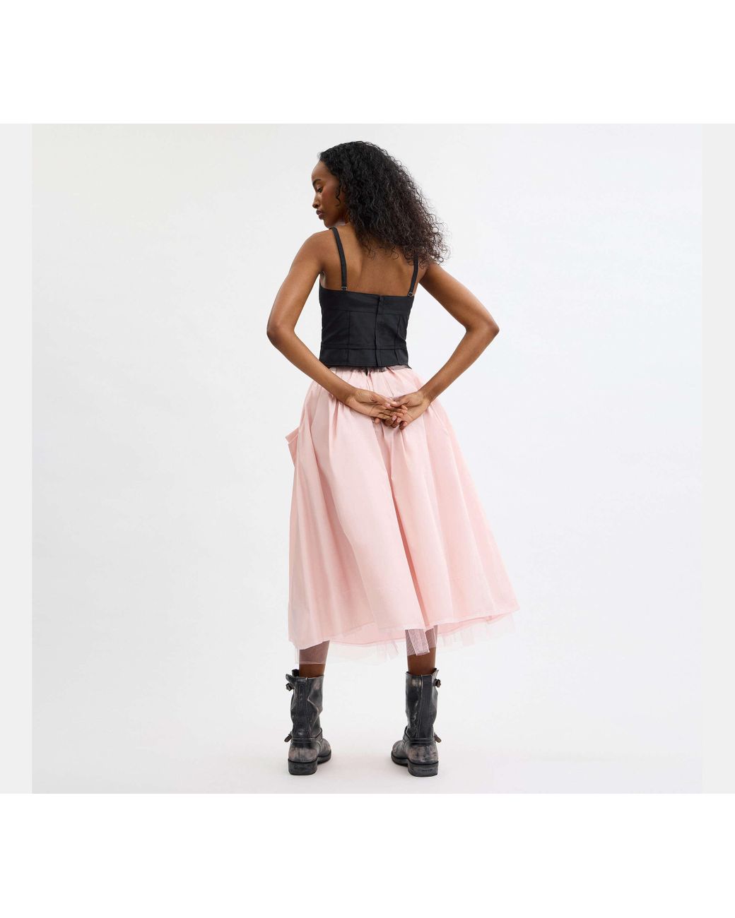 Pink skirt with black top hotsell