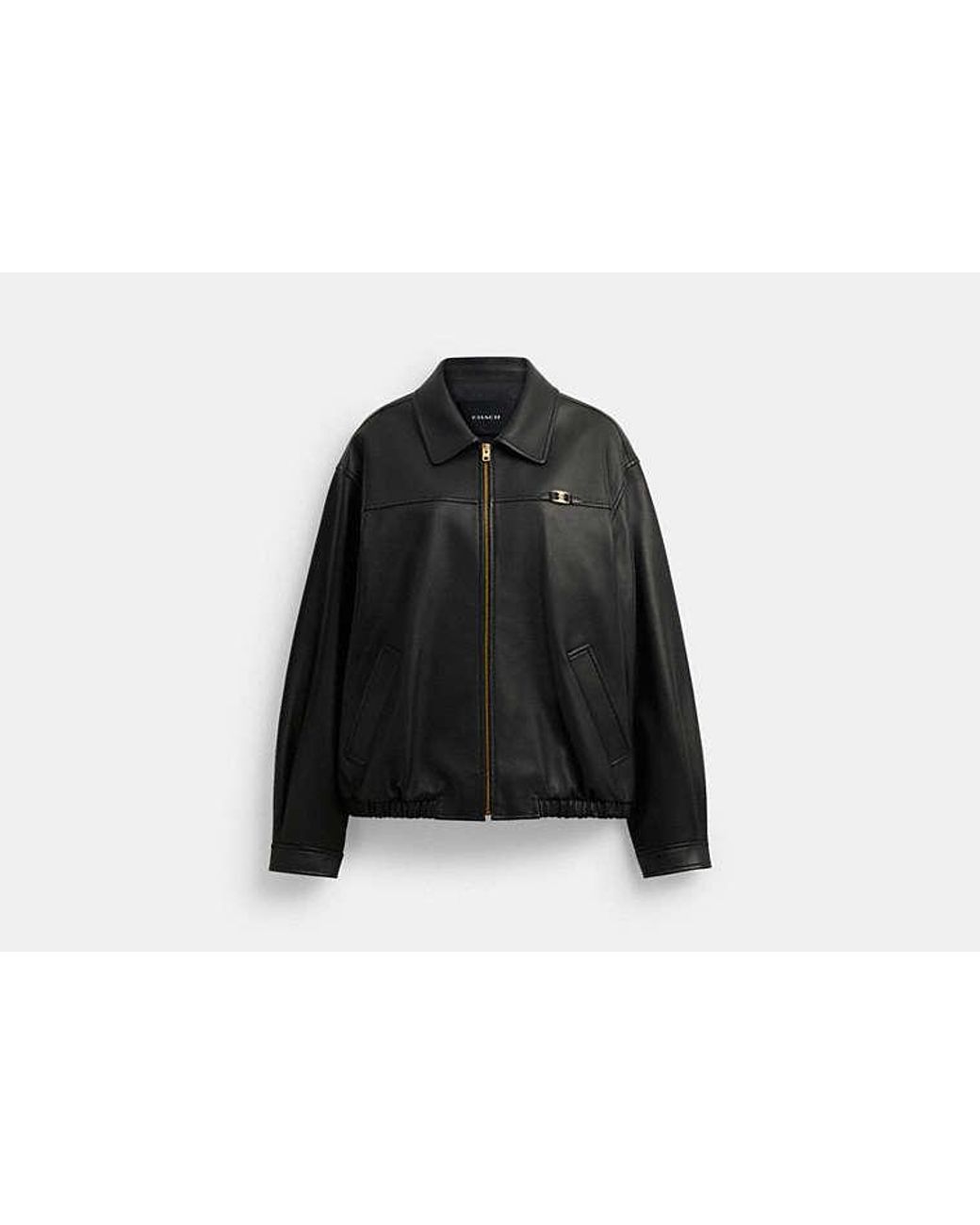 COACH Black Heritage C Plaque Oversized Leather Jacket