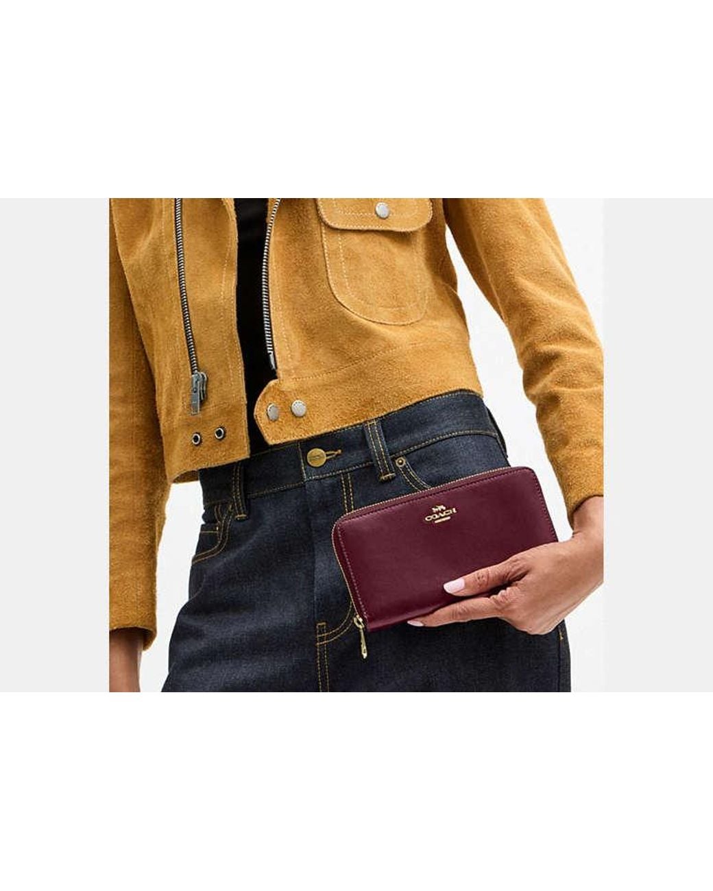 COACH Red Long Zip Around Wallet