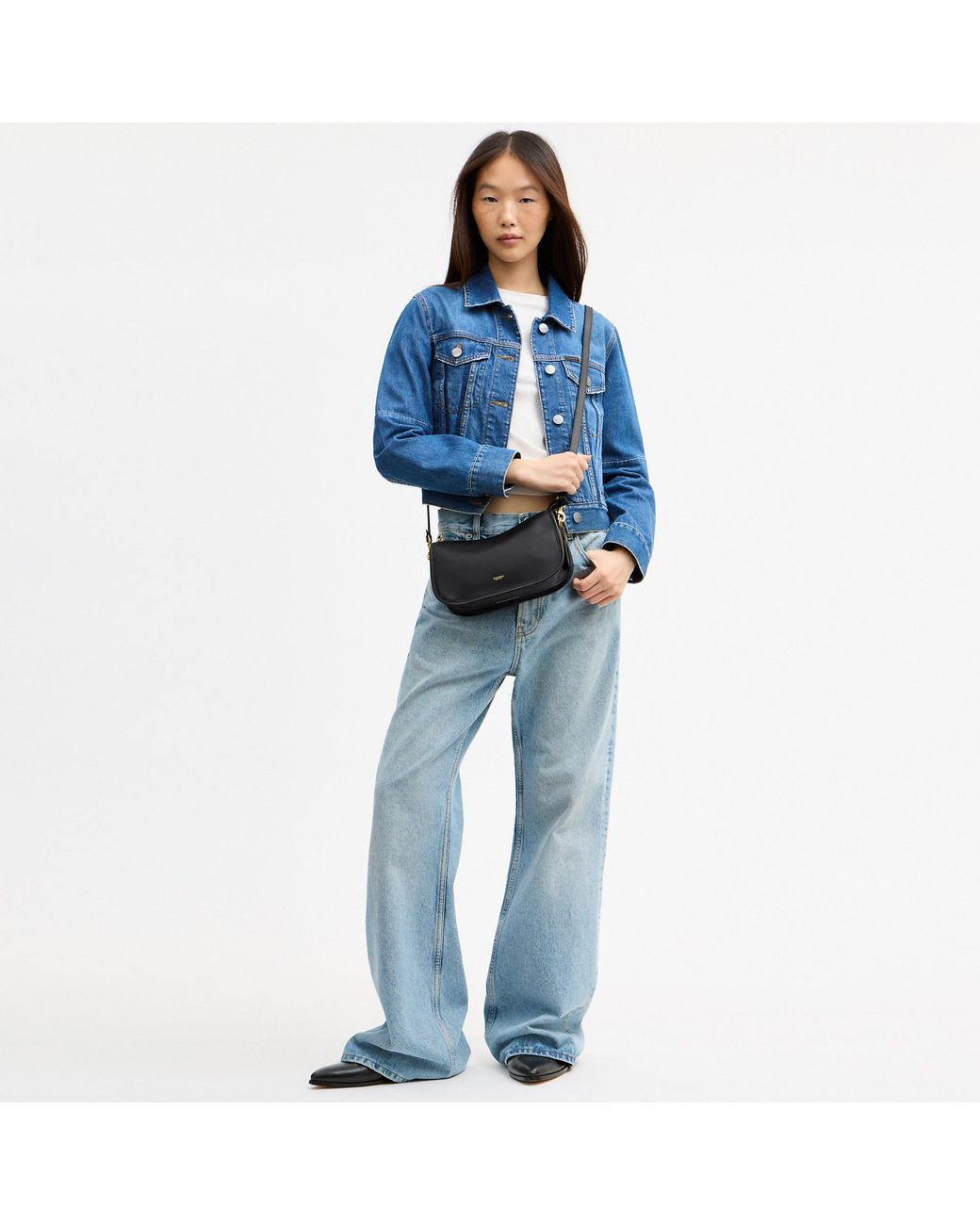 COACH Black Natural Grain Leather Waverly Bag