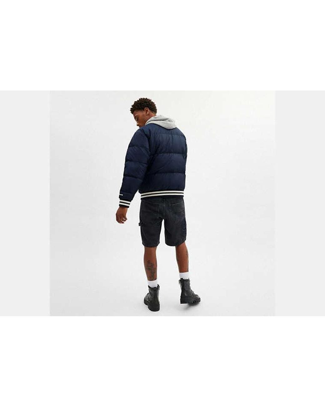 COACH Blue Down Varsity Jacket In Recycled Polyester for men