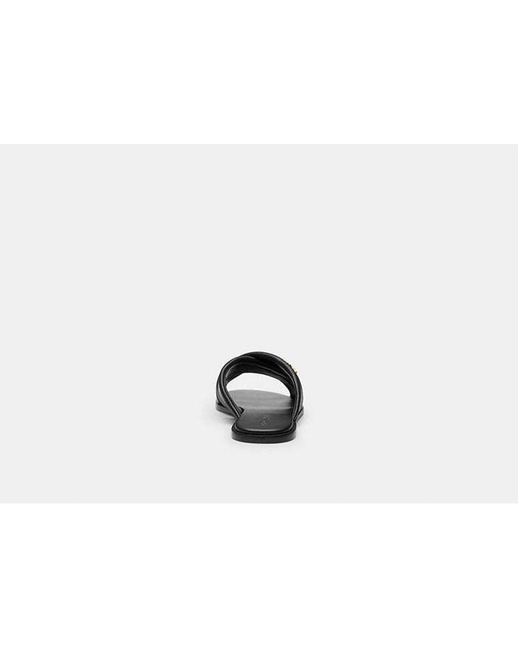 COACH Black Link Criss Cross Slide