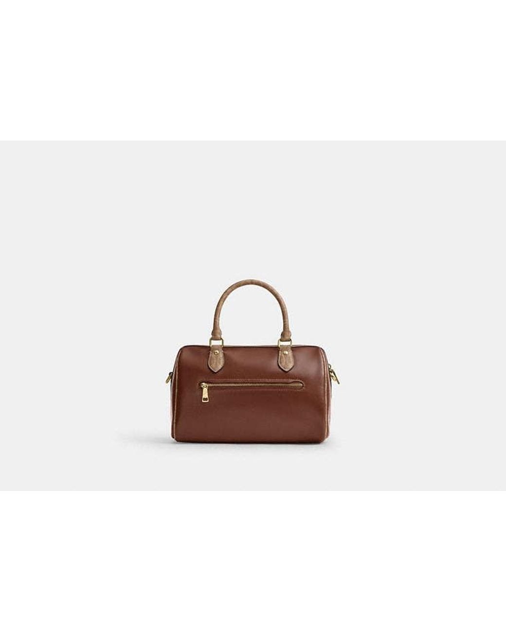 COACH Black Rowan Satchel Bag With Signature Canvas