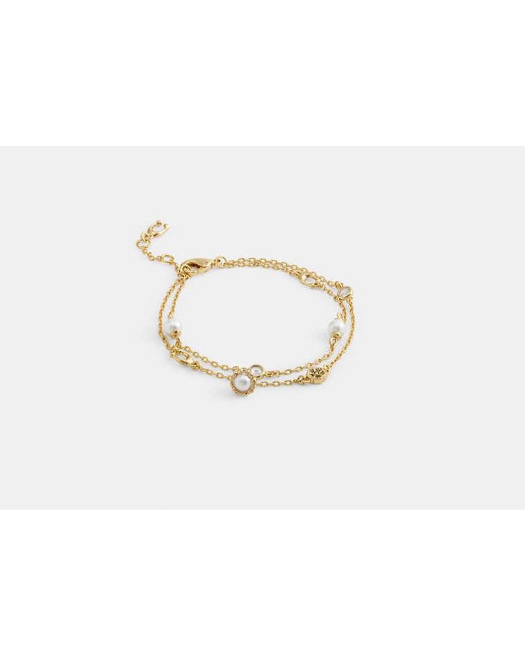 COACH Black Pearl Charm Double Bracelet