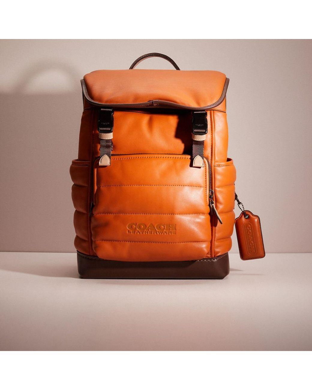 COACH Restored League Flap Backpack With Quilting in Orange for Men Lyst